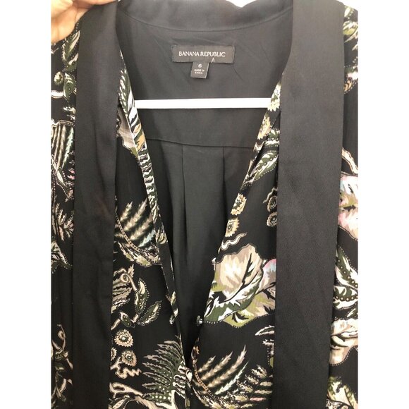 SOLD BANANA REPUBLIC Women Retro Button Up Flare Maxi Dress Floral High Tie Neck - Picture 11 of 12